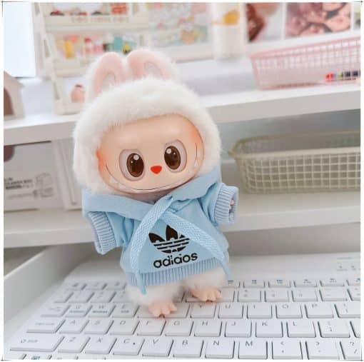 Adidas hoodie blue for Labubu